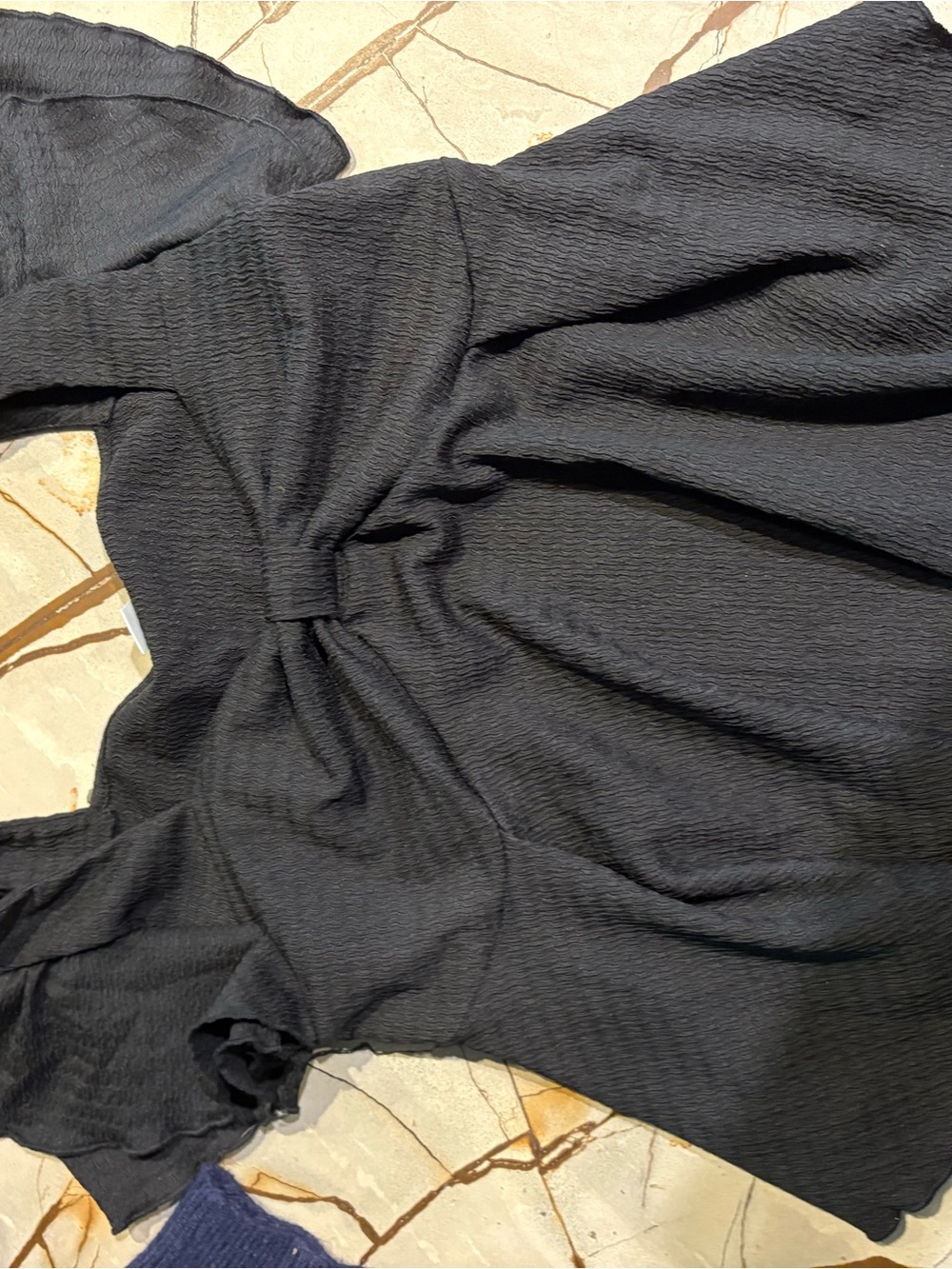 Black Textured Short Sleeve Dress